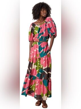 Velvet by Graham & Spencer Pink and Green Abstract Skirt Set (NWT)